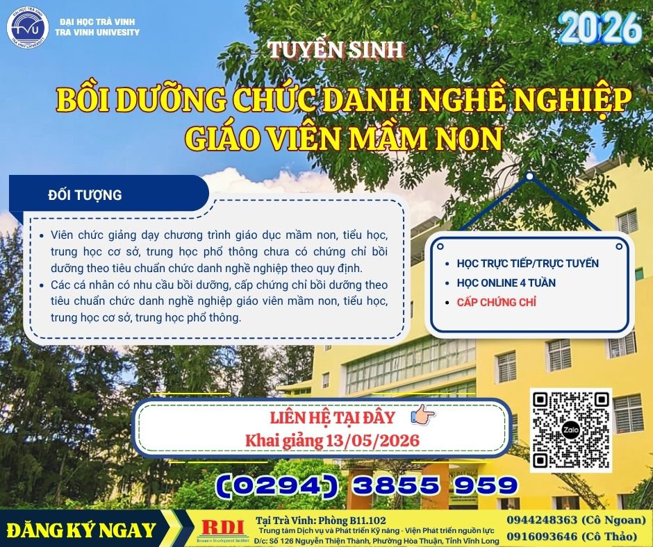 Tháng 05/2026 - Tuyển sinh lớp CDNN Giáo viên Mầm non